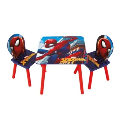 Image de Marvel Spider Man Wooden Table &amp; 2 Chairs Set by Nixy Children Ensemble chaises en Bois, Spiderman, Taille Unique