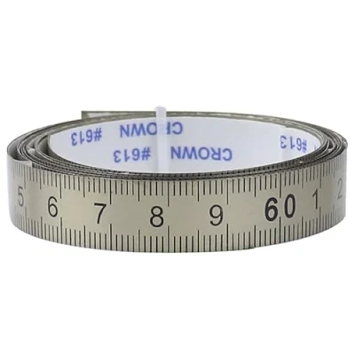 Image de Vogueing Tool Mètre à ruban auto adhésif en acier inoxydable de 0 1 m pour scie onglet, outils travail du bois (argent)
