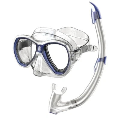 Image de Seac Set Elba, de plongée et Snorkeling pour Adultes, Comprend Un Masque Tuba en Silicone Hypoallergénique, Transparent/Bleu, Regular
