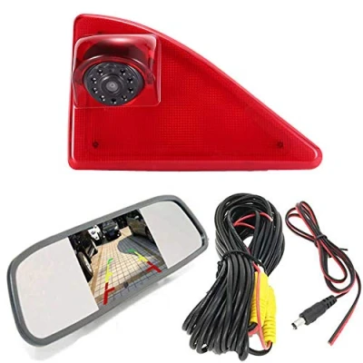 Image de Troisième monté sur Le Toit Haut Lampe Frein lumière Vue arrière Caméra de recul Peut Ajuster l&#039;angle Vision Nocturne Infrarouge pour Opel/Vauxhall Movano/Renault Master/NV400+4.3&#039;&#039; Rétroviseur