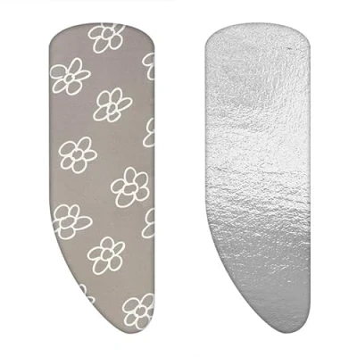 Image de Set Housse de table à repasser asymétrique avec support (couleur : fleurs grises) (A XXL, molleton vapeur)