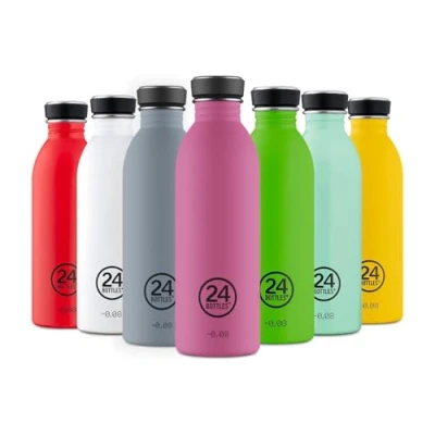 Image de Lot de 24 bouteilles en acier inoxydable 500 ml Bouteille non isolée la plus légère pour le travail, l&#039;école et l&#039;université (Mauve)