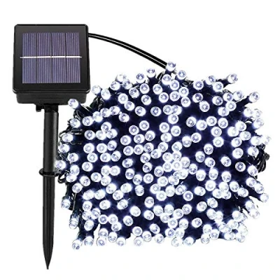 Image de Lamker 30M 300LED Guirlandes Lumineuses Solaires 8 Modes Étanche Blanc Lumière Guirlande Lumineuse Extérieur Décoration pour Jardin Terrasse Balcon Fenêtre Clôture Arbre Noël Mariage Fairy Lights