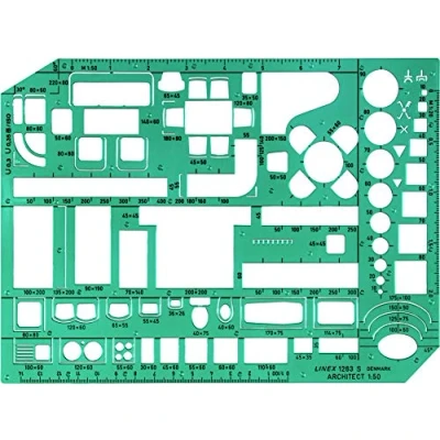 Image de Linex Gabarit de meubles avec symboles Échelle 150 230 x 160 mm Vert Ref LXG1263S