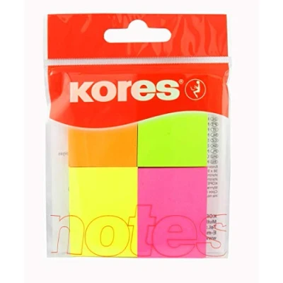 Image de Kores Blocs Notes Adhésifs Multicolores, Bloc Autocollant Fluo, 40 x 50mm, 4 de 50 Feuilles Chacun
