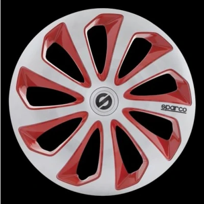 Image de SPARCO SPC1373SVRD Enjoliveur Sicilia, Argent/Rouge, Set de 4, 13&quot;