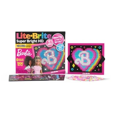Image de Lite Brite Super Bright HD Barbie Edition Planche à dessin lumineuse avec des LED, Art lumineux effet néon, Jeu créatif pour les enfants, Idéal garçons et filles âgés de 4 ans plus