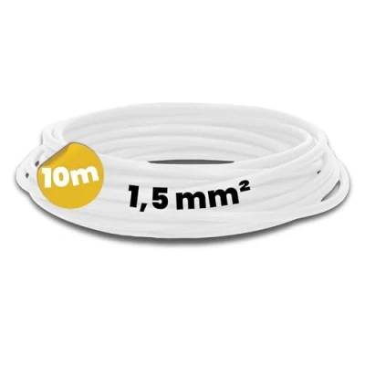 Image de Kalitec câble de câblage H07V K 1,5 mm², blanc, 10 m, flexible, en PVC, fil unique, toron à fin, monofilaire