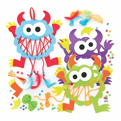 Image de Baker Ross FE670 Attrape Rêve pour Enfants motif Monstres Lot de 4, Kit d&#039;Attrape Reve à Fabriquer, Activites Manuelles