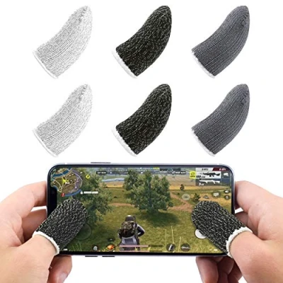 Image de Newseego Jeu Mobile Manche de Doigt Manette, Anti Sueur Respirante à Manches tactiles et Doigts Touches tir visée sensibles pour Les règles Survie/Couteaux Out Android iOS [6 Pack]