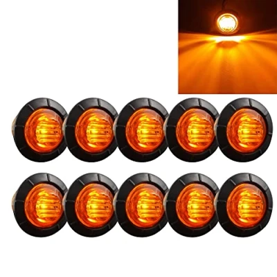Image de BOOMBOOST Lot de 10 Feux Position latéraux Ronds 3/4 Pouces pour remorque, 3 LED étanches 24 V universels Voiture, Camion, Bus, Van, Jaune