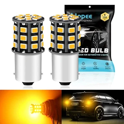 Image de Alopee 1156 BA15S 1141 1073 7506 1003 Ampoules de Clignotants Voiture 12V 24V Orange/Jaune Super Brillant Ampoule LED 2835 33SMD Remplacement pour Clignotant Queue (Lot 2)