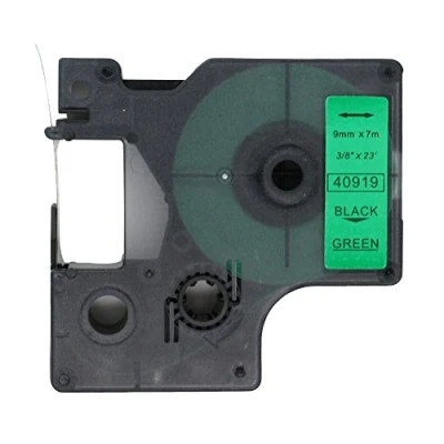 Image de BROVACS 1 paquet de ruban d&#039;étiquettes noir sur vert compatible pour DYMO D1 40919 9 mm 3/8&quot; OPA2119