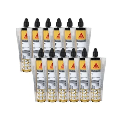 Image de Lot de 12 résines scellement chimique rapide SIKA Anchorfix 1 Plus Ton pierre 300ml