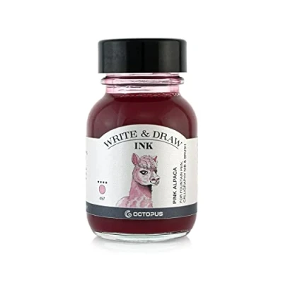 Image de Octopus Write and Draw Ink 457 Pink Alpaca Encre imperméable Pour l&#039;écriture et le dessin de calligraphie résistante à la lumière stylo plume Rose 50 ml