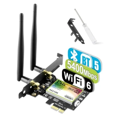 Image de Ubit Carte WiFi 5400 Mbps PCI E Intel 6e (6Ghz, 5Ghz, 2.4Ghz) Bluetooth 5.2 MU MIMO OFDMA 160MHz Ultra Faible Latence Compatibilité Win 10/11 64bit