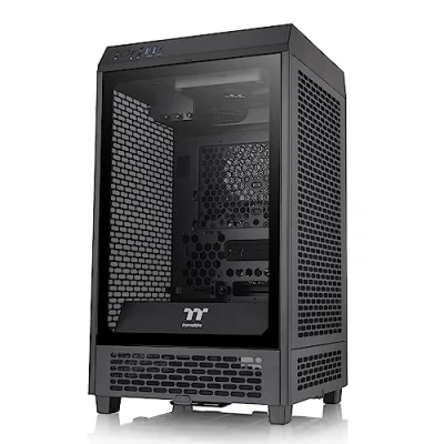 Image de Thermaltake Tower CA 1X9 00S1WN 00 Mini ITX 200 Boîtier d&#039;ordinateur avec 2 Ventilateurs CT140 préinstallés 140 mm Prise en Charge d&#039;une Longueur de GPU jusqu&#039;à 380 Noir