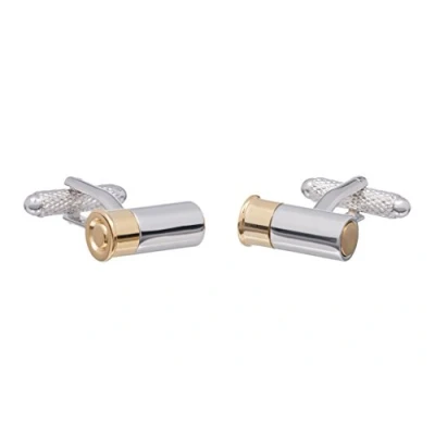 Image de Boutons de manchette en forme cartouche fusil chasse présentés dans une boîte cadeau Onyx Art London, argent, taille unique, One Size, Onyx, rhodium, or, argent