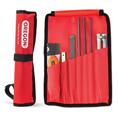 Image de Oregon Kit d&#039;Affûtage Universel Portable pour Tronçonneuse, Limes Rondes 5/32&quot; (4 mm) / 3/16&quot; (4,8 7/32&quot; (5,5 mm), Lime Plate, Manche, Guide de et Pochette (617067)