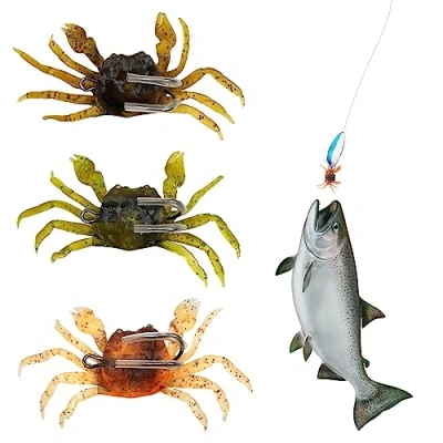 Image de Mein HERZ 3 Pcs Leurre Peche, Appâts de Crabe Simulation 3D, Appât Souple pour Pêche en Forme Crabe, Convient à la au Basse, Microptère et Blackfish Extérieur 10cm/30g