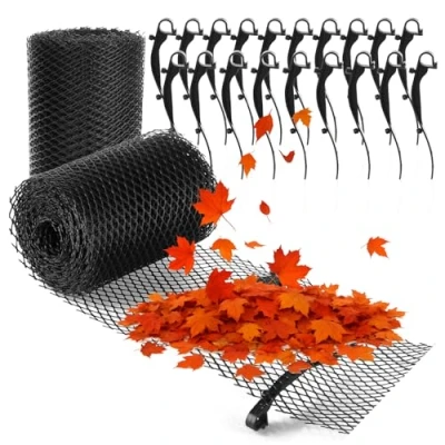 Image de com four® Kit de Protection gouttière 16 mètres pour Maison, abri d&#039;auto, écurie avec 20 Clips, découpable et résistant aux intempéries (02 pièces Anthracite)