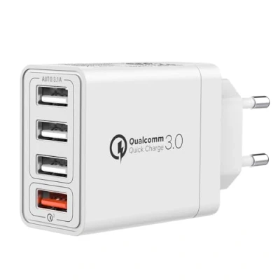 Image de Chargeur USB Multiple, 4 Ports 33W Prise Multiple QC3.0 Multi Universel Adaptateur Secteur Rapide pour iPhone 14 13 12 11 XR X 8 7 6,iPad,Samsung S23 S22 S21 S20