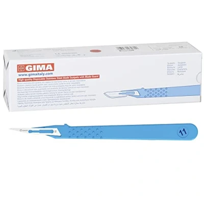 Image de Gima Bistouris en Acier Inoxydable, Manche ABS, Stérile et Jetable, Standard, Taille n. 10, 10 scalpels emballés individuellement.