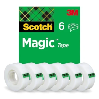 Image de Scotch Ruban Magic 6 Rouleaux, 19 mm x 33 m Adhésif à Usage Général pour la Réparation, l&#039;Etiquetage et Fermeture de Documents