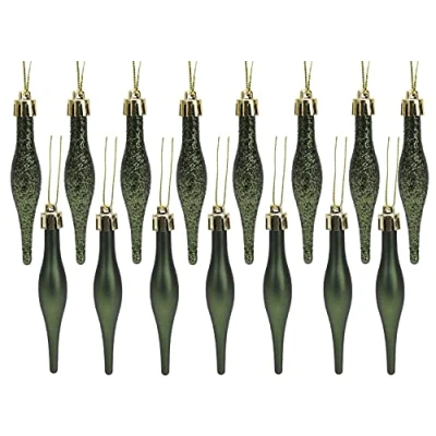 Image de Christmas Concepts® Pack of 15 Gouttelettes de 8,5 cm (3.4&quot;) Design Mat et Scintillant Boules Noël (Vert forêt)