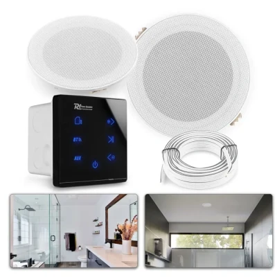 Image de Power Dynamics Powerline A50B Pack Amplificateur Mural avec 2 Enceintes de Salle Bain 80 Watts