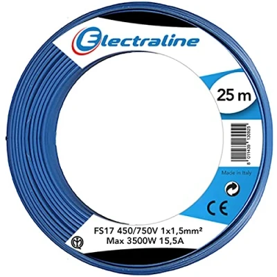 Image de Electraline 13092 Câble unipolaire FS17, Section 1 x 1.5 mm², Bleu, 25 m