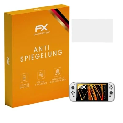 Image de atFoliX Protecteur d&#039;écran compatible avec Nintendo Switch Oled Film Protection d&#039;écran, antiréfléchissant et absorbant les chocs FX (3X)