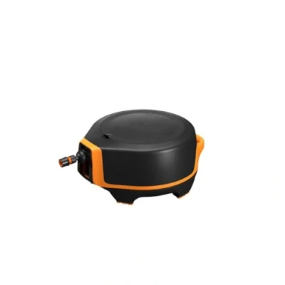 Image de Fiskars Dévidoir XL, Set d&#039;Arrosage Tout en 1, Tuyau de 25 m, à Enroulement Automatique, Taille Universelle (Ø 13 mm), Raccord Universel pour Robinet, Noir/Orange, X Series, 1067549