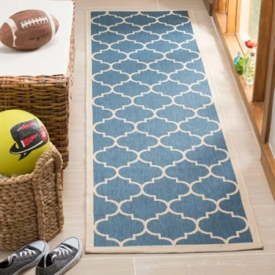 Image de Safavieh Grand Tapis de Salon rectangulaire pour Une Utilisation en intérieur, Polypropylène, Bleu/Beige, 62 X 240 cm