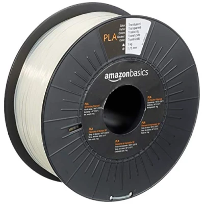 Image de Amazon Basics Filament PLA pour imprimante 3D, 1.75 mm, Translucide, Bobine, 1 kg