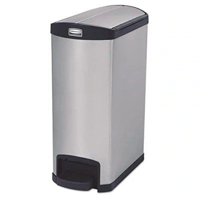 Image de Rubbermaid Commercial Products 1901993 Poubelleà pédale en acier inoxydable Noir 50 l