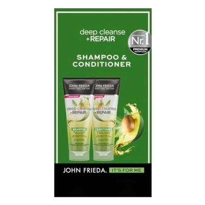 Image de John Frieda Deep Cleanse &amp; Repair Set shampoing, 250 ml Après Type de cheveux : abîmés, abîmés Soin régénération immédiate Avec avocat nourrissant