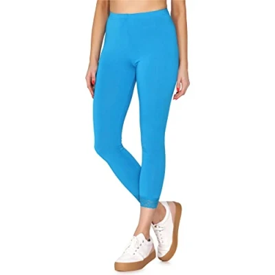 Image de Merry Style Leggings pour femmes 7/8 Confortables avec dentelle en viscose MS10 342 (Bleu,XL)