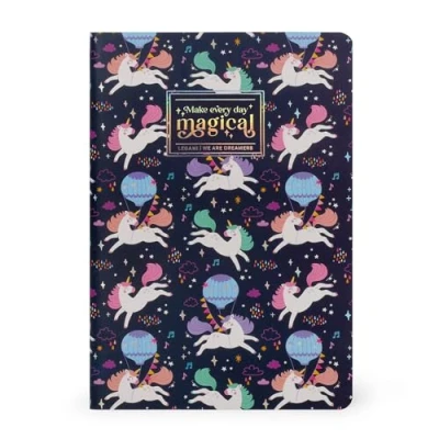 Image de Legami carnet de notes blanc moyen format A5 14,2 x 21 cm, blanc, en papier certifié FSC, thème licorne