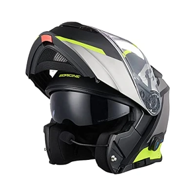 Image de ORIGINE Bluetooth Casque Moto Modulable ECE Homologué De Intégré avec Double Visiè (Level Yellow Black,S)
