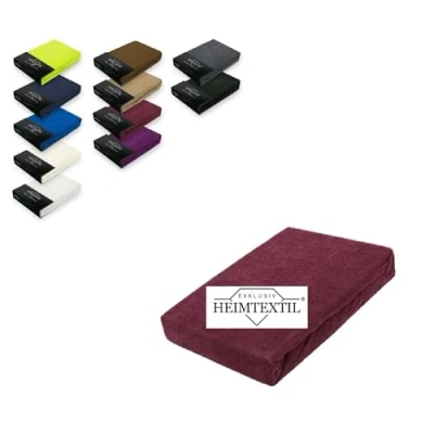 Image de Exklusiv Heimtextil Drap housse en tissu éponge de qualité supérieure 180 200 x cm Bordeaux