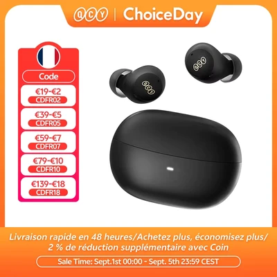 Image de QCY Écouteurs sans fil HT07 ANC, antibruit 40dB, TWS, 6 micros, appel AI HD, Bluetooth 5.2, HiFi,