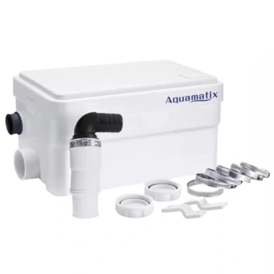 Image de Aquamatix Duscha Pompe de douche 250W Pomp Relevage Broyeur Sanitaire 10m Distance pompage verticale 135L/minpour douches, éviers 2 entrées