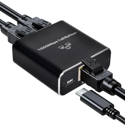 Image de LAN 1 a 2 Internet Splitter, Gigabit Network Ethernet, Ethernet RJ45 à 2, Switch Port, Répartiteur 1000 Mbps pour Ordinateur,Commutateur,Routeur