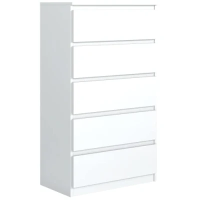 Image de meble masztalerz Commode Blanche Mat avec 5 tiroirs 70 cm, Meuble Rangement, Chambre H : 124,5 L P 39 cm tiroirs, Adulte