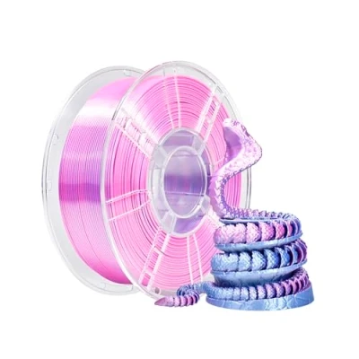 Image de iBOSS filament d&#039;imprimante 3D PLA PLUS, PLA+ 1,75 mm de soie bicolore, d&#039;impression brillant co extrusion 1kg (2.2lbs), Silk Bicolore argent violet