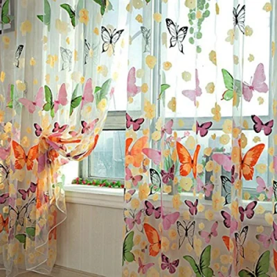Image de Lommer Lot de 2 voilages 200 x 100 cm Motif Papillons
