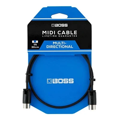 Image de BOSS BMIDI PB1 1ft/30cm length Space saving MIDI cable with multi directional connectors, perfect for pedalboards and all applications