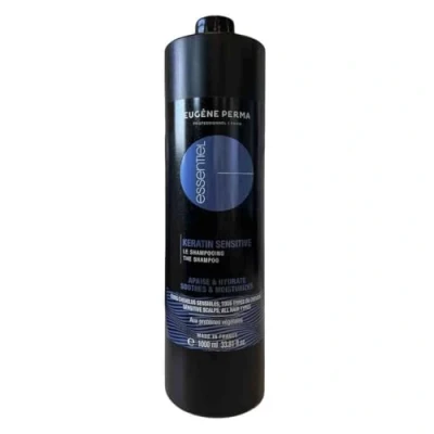 Image de Eugène Perma Professionnel Shampooing Keratin Sensitive ESSENTIEL Apaise et hydrate les cuirs chevelus sensibles Tous types de cheveux Flacon 1000 ml