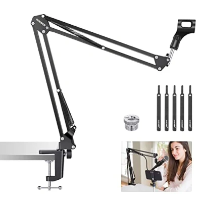Image de Neewer Support de Bras Microphone, Micro à Ciseaux Perche Suspension avec Vis 3/8&quot; 5/8&quot; et Attaches Câble Compatible Blue Yeti Snowball X Quadcast, etc